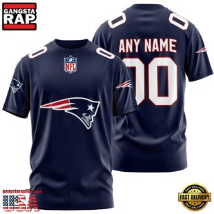 Custom Name And Number New England Patriots NFL Team Sport 3D T-Shirt