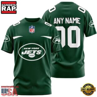 Custom Name And Number New York Jets NFL Team Sport 3D T-Shirt