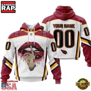 Custom Name And Number NFL Arizona Cardinals Lips All Over Print Hoodie