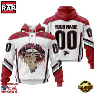 Custom Name And Number NFL Atlanta Falcons Lips All Over Print Hoodie