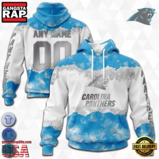 Custom Name And Number NFL Carolina Panthers Color Christmas 3D Hoodie Shirt