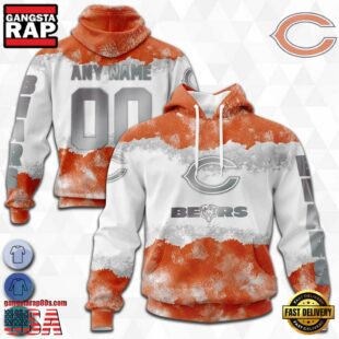 Custom Name And Number NFL Chicago Bears Color Christmas 3D Hoodie Shirt