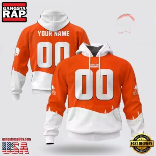 Custom Name And Number NFL Cleveland Browns Christmas Spirit All Over Print Hoodie Shirt