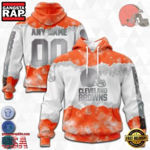 Custom Name And Number NFL Cleveland Browns Color Christmas 3D Hoodie Shirt