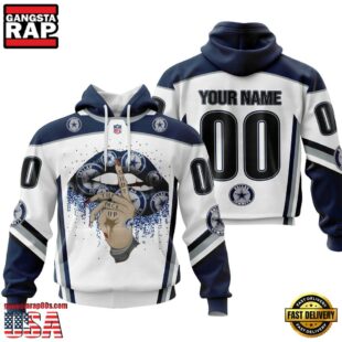 Custom Name And Number NFL Dallas Cowboys Lips All Over Print Hoodie