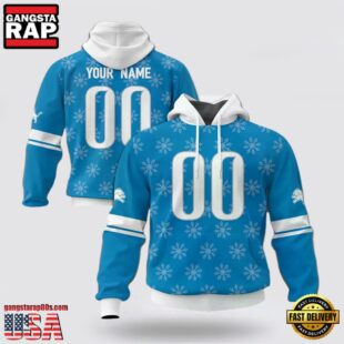 Custom Name And Number NFL Detroit Lions Christmas Spirit All Over Print Hoodie Shirt