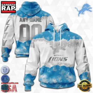 Custom Name And Number NFL Detroit Lions Color Christmas 3D Hoodie Shirt