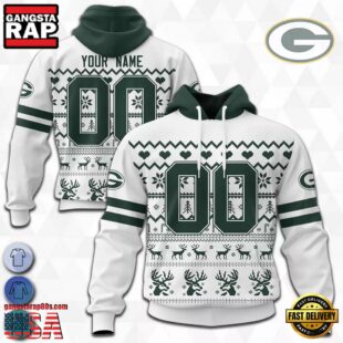 Custom Name And Number NFL Green Bay Packers Christmas Spirit All Over Print Hoodie Shirt