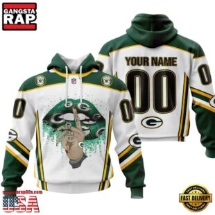 Custom Name And Number NFL Green Bay Packers Lips All Over Print Hoodie