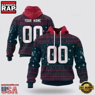 Custom Name And Number NFL Houston Texans Christmas Spirit All Over Print Hoodie Shirt