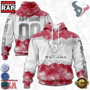 Custom Name And Number NFL Houston Texans Color Christmas 3D Hoodie Shirt