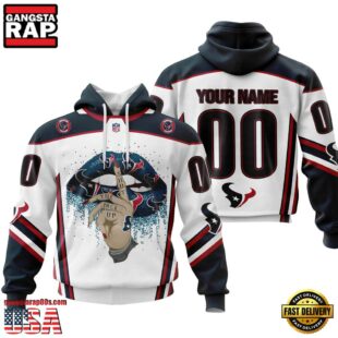 Custom Name And Number NFL Houston Texans Lips All Over Print Hoodie