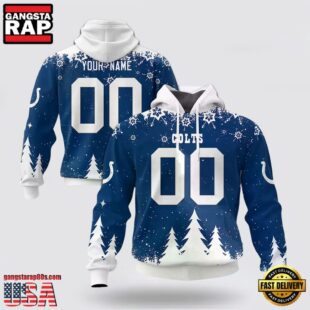 Custom Name And Number NFL Indianapolis Colts Christmas Spirit All Over Print Hoodie Shirt