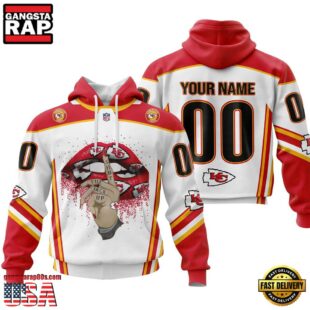 Custom Name And Number NFL Kansas City Chiefs Lips All Over Print Hoodie