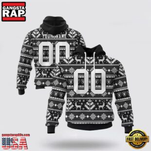 Custom Name And Number NFL Las Vegas Raiders Christmas Spirit All Over Print Hoodie Shirt