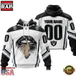 Custom Name And Number NFL Las Vegas Raiders Lips All Over Print Hoodie