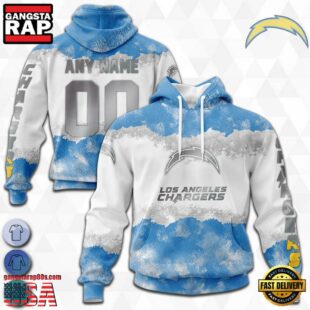 Custom Name And Number NFL Los Angeles Chargers Color Christmas 3D Hoodie Shirt