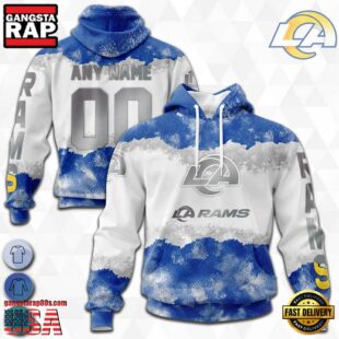 Custom Name And Number NFL Los Angeles Rams Color Christmas 3D Hoodie Shirt