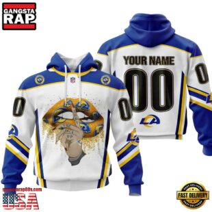 Custom Name And Number NFL Los Angeles Rams Lips All Over Print Hoodie