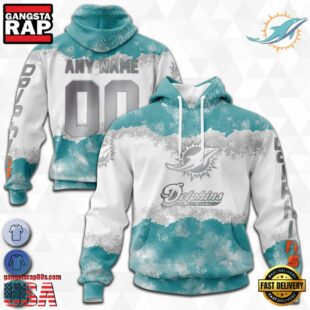 Custom Name And Number NFL Miami Dolphins Color Christmas 3D Hoodie Shirt