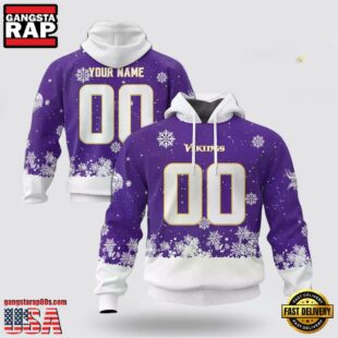 Custom Name And Number NFL Minnesota Vikings Christmas Spirit All Over Print Hoodie Shirt