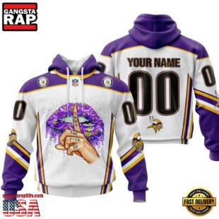 Custom Name And Number NFL Minnesota Vikings Lips All Over Print Hoodie