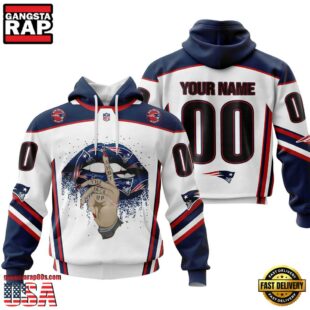 Custom Name And Number NFL New England Patriots Lips All Over Print Hoodie