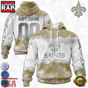 Custom Name And Number NFL New Orleans Saints Color Christmas 3D Hoodie Shirt