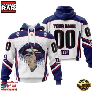 Custom Name And Number NFL New York Giants Lips All Over Print Hoodie