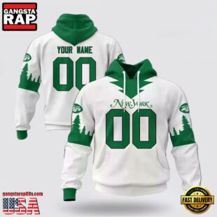 Custom Name And Number NFL New York Jets Christmas Spirit All Over Print Hoodie Shirt