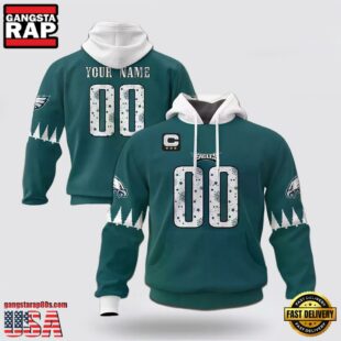 Custom Name And Number NFL Philadelphia Eagles Christmas Spirit All Over Print Hoodie Shirt