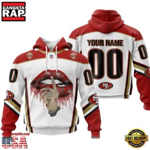 Custom Name And Number NFL San Francisco 49ers Lips All Over Print Hoodie