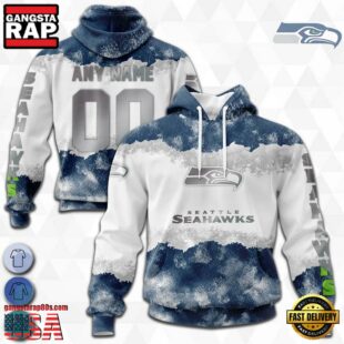 Custom Name And Number NFL Seattle Seahawks Color Christmas 3D Hoodie Shirt