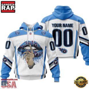 Custom Name And Number NFL Tennessee Titans Lips All Over Print Hoodie