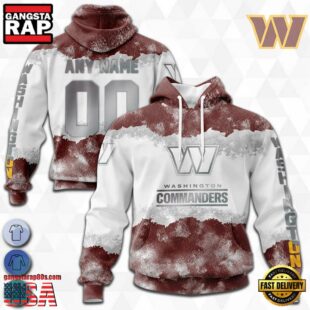 Custom Name And Number NFL Washington Commanders Color Christmas 3D Hoodie Shirt