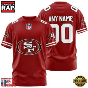 Custom Name And Number San Francisco 49ers NFL Team Sport 3D T-Shirt