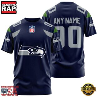 Custom Name And Number Seattle Seahawks NFL Team Sport 3D T-Shirt