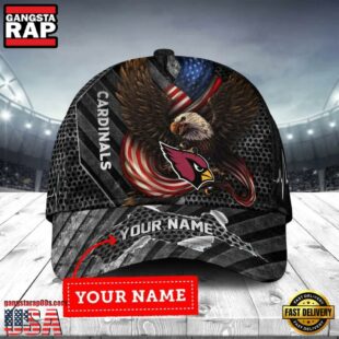 Custom Name Arizona Cardinals NFL Team Eagle US Flag Baseball Cap