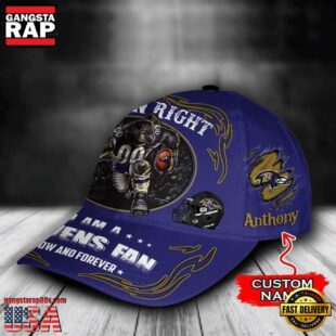 Custom Name Baltimore Ravens NFL Mascot Damn Right Football Team Baseball Cap