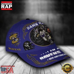 Custom Name Baltimore Ravens NFL Mascot Damn Right Football Team Baseball Cap