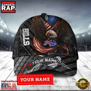 Custom Name Buffalo Bills NFL Team Eagle US Flag Baseball Cap