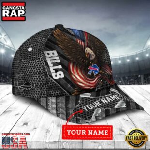 Custom Name Buffalo Bills NFL Team Eagle US Flag Baseball Cap