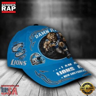 Custom Name Detroit Lions NFL Mascot Damn Right Football Team Baseball Cap