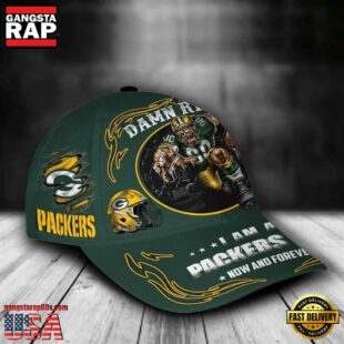 Custom Name Green Bay Packers NFL Mascot Damn Right Football Team Baseball Cap