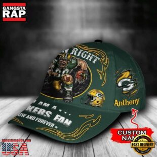 Custom Name Green Bay Packers NFL Mascot Damn Right Football Team Baseball Cap