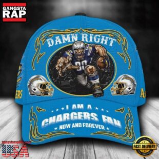 Custom Name Los Angeles Chargers NFL Mascot Damn Right Football Team Baseball Cap