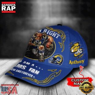 Custom Name Los Angeles Rams NFL Mascot Damn Right Football Team Baseball Cap