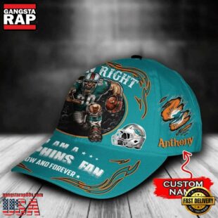 Custom Name Miami Dolphins NFL Mascot Damn Right Football Team Baseball Cap