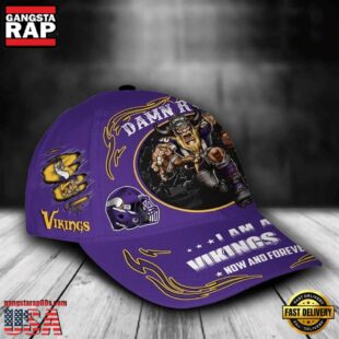 Custom Name Minnesota Vikings NFL Mascot Damn Right Football Team Baseball Cap