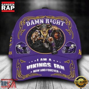 Custom Name Minnesota Vikings NFL Mascot Damn Right Football Team Baseball Cap